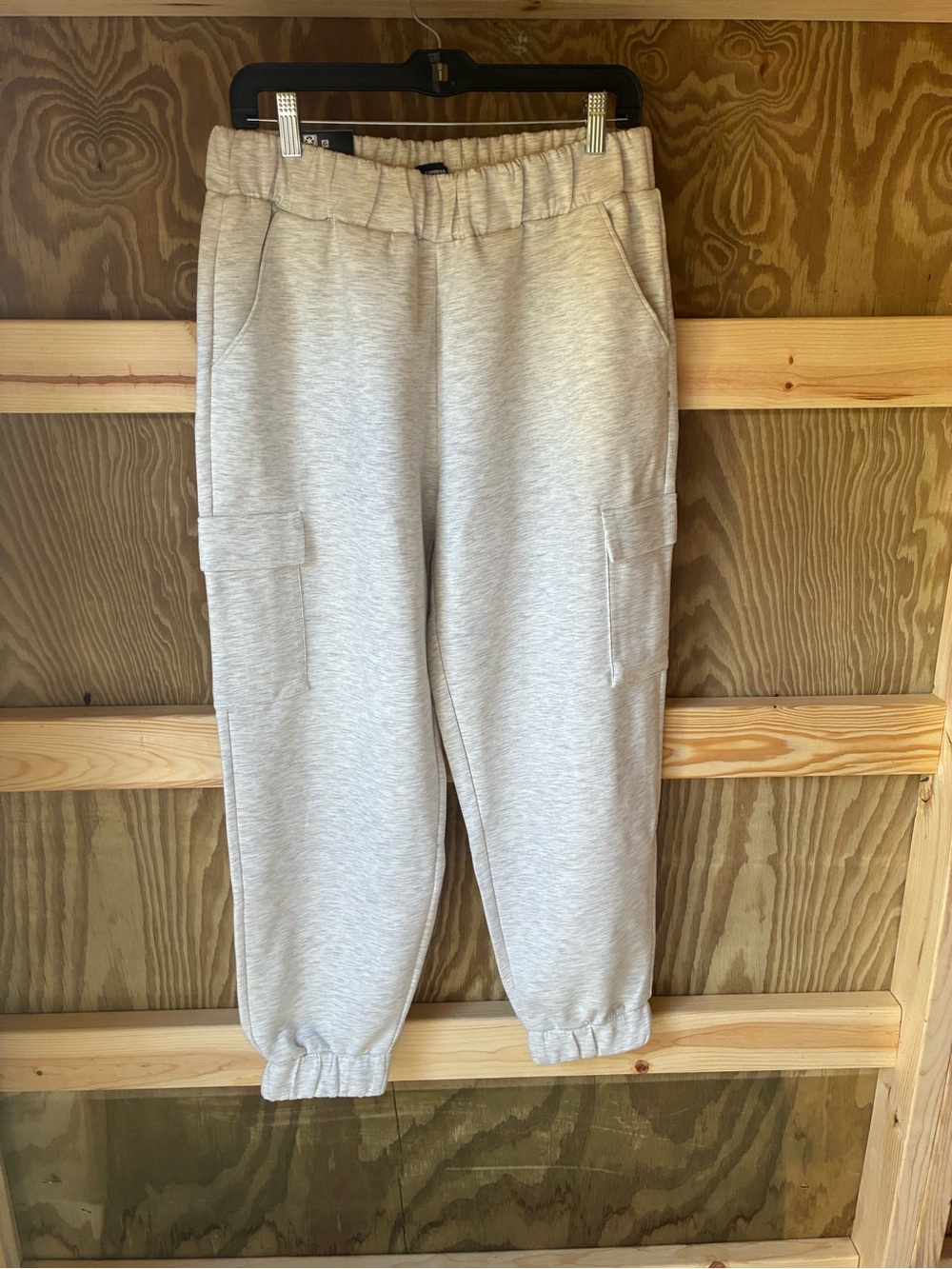 Express Cozy Cargo Joggers - Light Heather Gray